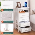 thumbnail image 6 of Night Stand with Charging Station, Led Nightstand with USB Ports and Outlets, End Table with 4 Fabric Drawers and Storage Shelf, Bedside Tables Small Dresser for Small Space and Dorm, White, 6 of 9