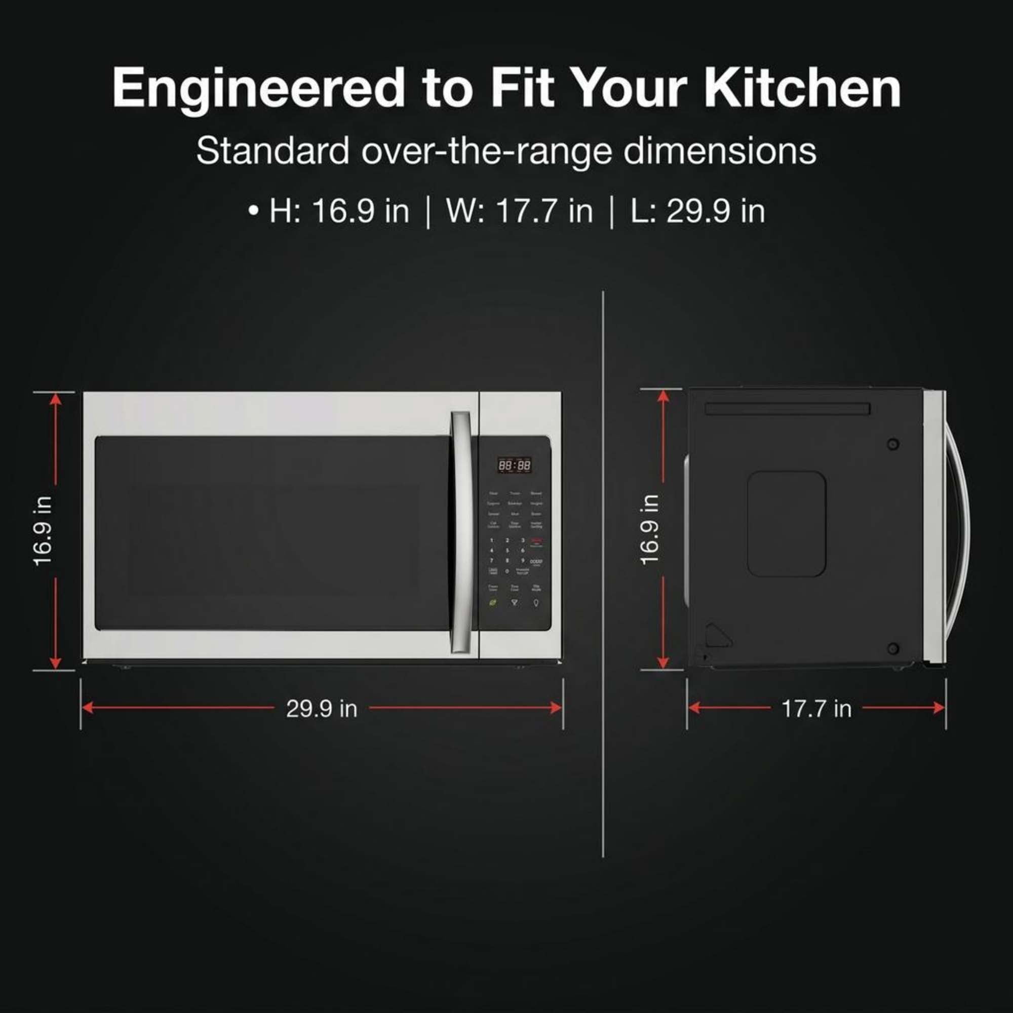 Magnavox 1.7 cu ft 1000 Watt 300 CFM Over the Range Microwave Oven, LED Display  Child Lock, Stainless Steel