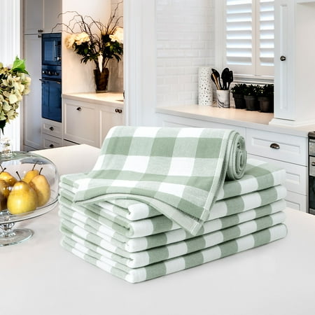 

PiccoCasa 6-Pack Cotton Kitchen Tea Towel Lattice Pattern Green 13 x 29
