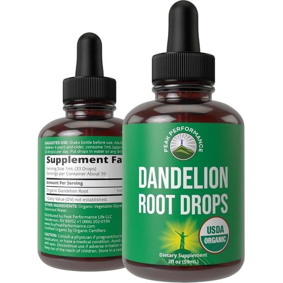 Dandelion Root Extract. USDA Organic Vegan Herbal Liquid Tincture Dandelions Supplement for Women and Men. Leaf Tonic for Immune, Liver, Gut Health. Zero Sugar, Gluten Free Supplements Not Capsules