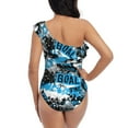 thumbnail image 5 of Gaeub Football Time Women's One Shoulder Ruffle Tummy Control Swimwear for Swimming Surfing Beach Party - Small, 5 of 8