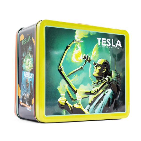 Lunchbox Toynk Fallout Tesla Science Magazine, estilo retro