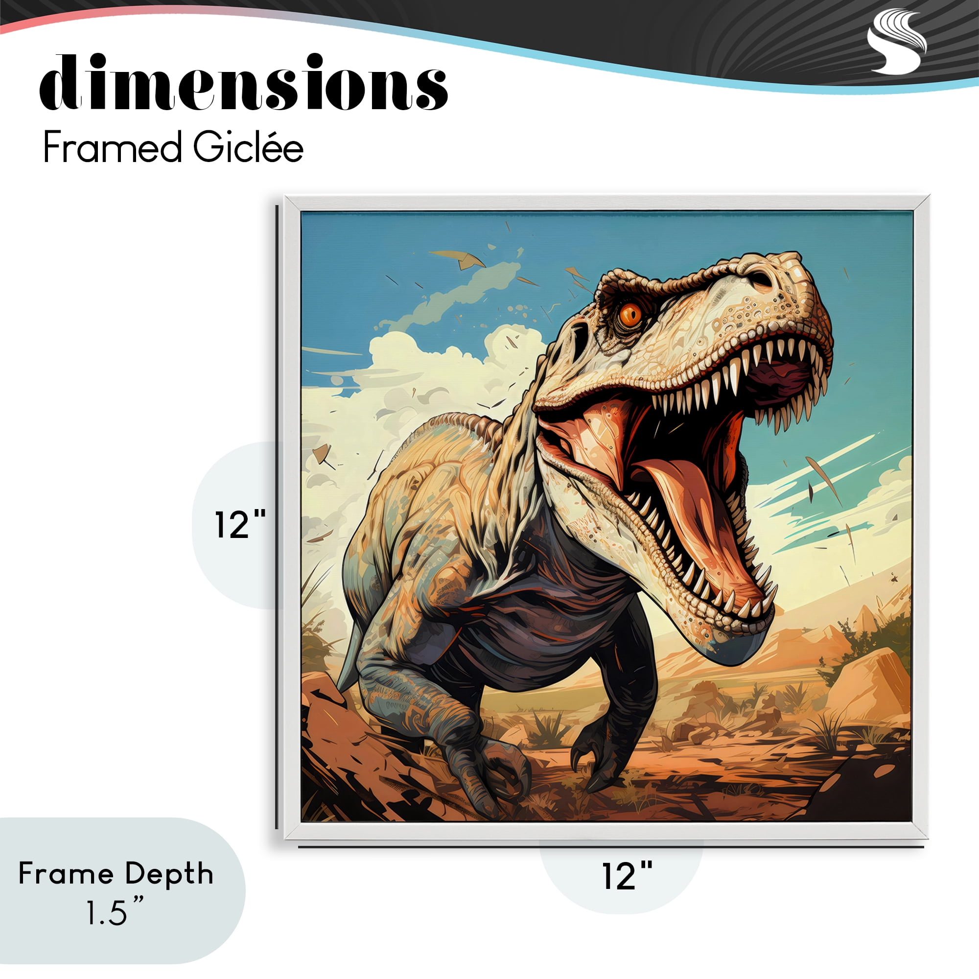 Stupell Industries Velociraptor Desert Sunset White Framed Giclee Art, design by Creative Studio