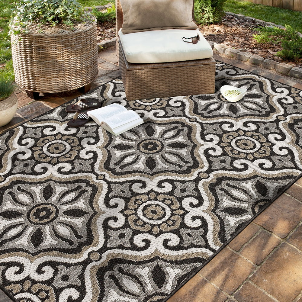 Mohawk Home Positano Outdoor Area Rug, Dark Grey, 10' x 13'