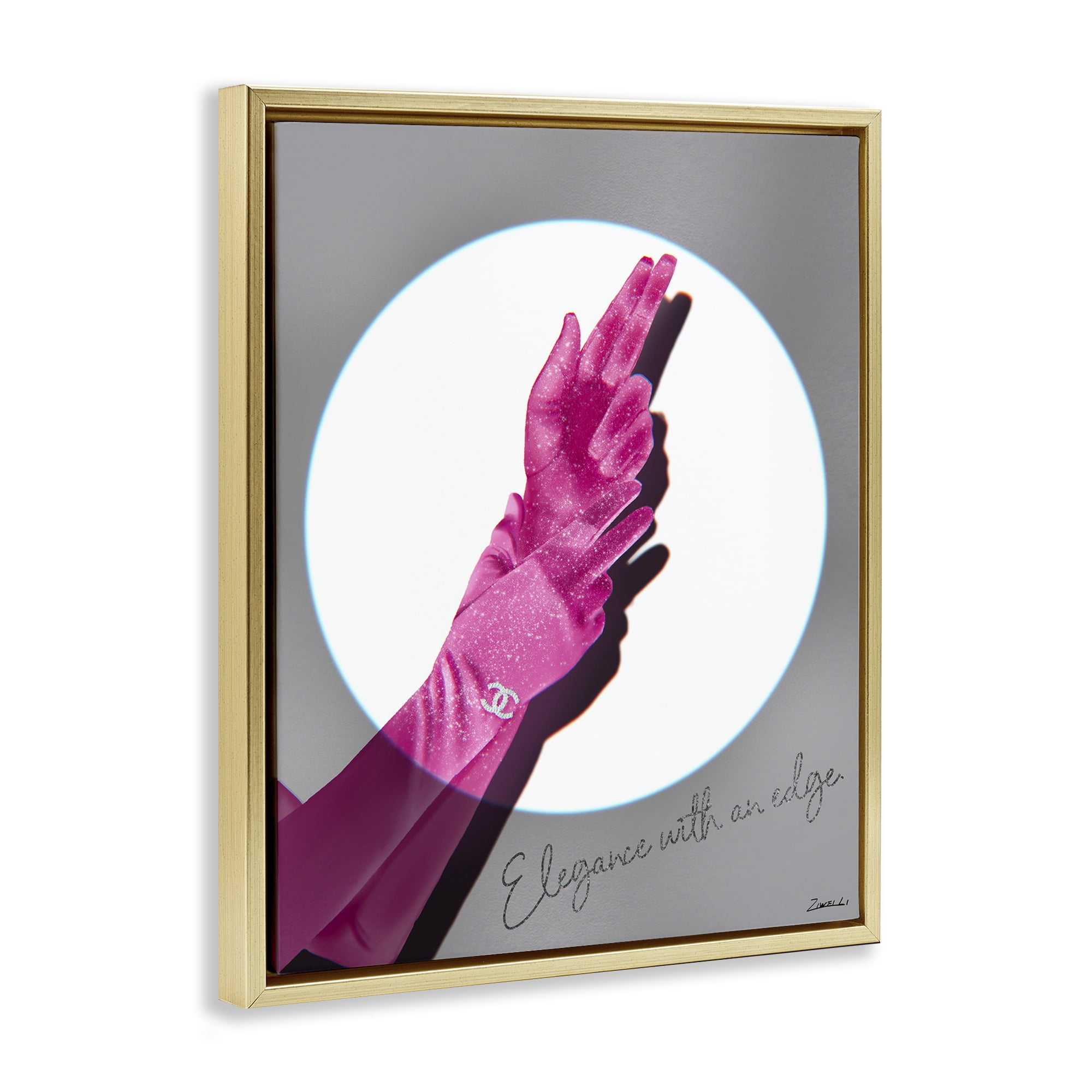 Stupell Industries Elegance With An Edge Fashion Painting Gold Floater Framed Canvas Art Print Wall Art, 17 x 21