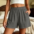 thumbnail image 2 of Sport Shorts Women Striped New Summer Loose Shorts for Women Fashion Ruffle Elastic Waist Casual Shorts with Pocket Wide Leg Daily Versatile Shorts Gray XXL, 2 of 7