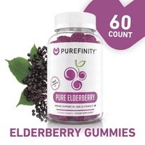 PUREFINITY Elderberry Gummies with Sambucus, Vitamin C & Zinc, 3-in-1 Antioxidant Supplement, 60 Gummies