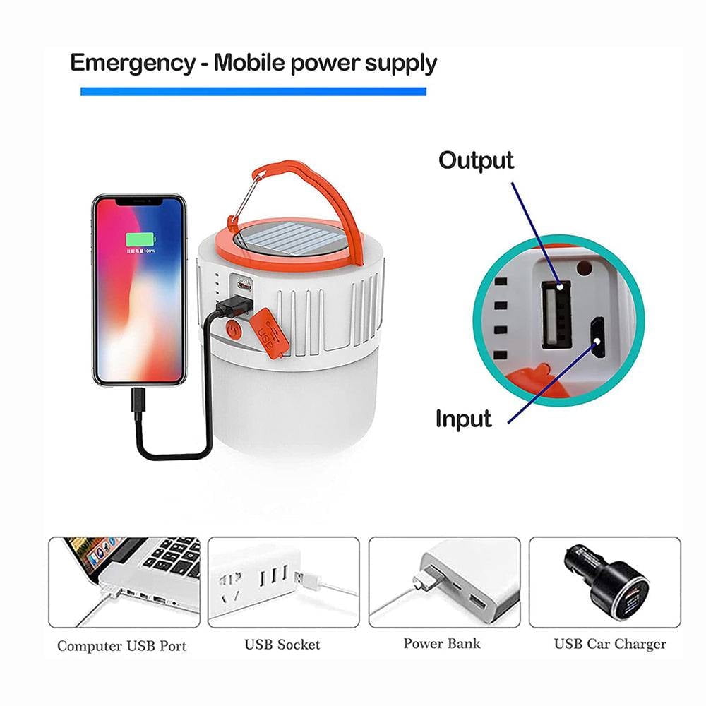 Teblint LED Camping Lantern Rechargeable, LED Tent Light, 5 Light Modes 4800mAh Power Bank, Solar Camp Lantern for Equipment Charging, Life Saving, Camping, Hiking, Fishing, Shelters