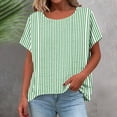 thumbnail image 5 of Aezemi Loose Striped Shirts Womens Tunic Curved Hem Lightweight Beach Vacation Casual Tops Women Summer Pullover Short Sleeve Fashion Outdoor Tees 3XL, 5 of 6