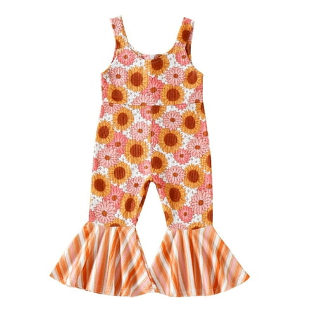 

Holloyiver Baby Clothes Summer Baby Infant Clothes Ribbed Cotton Halter Floral printing Girls Toddler Jumpsuit Suspenders Romper Jumpsuit Babysuit 12M-5Y