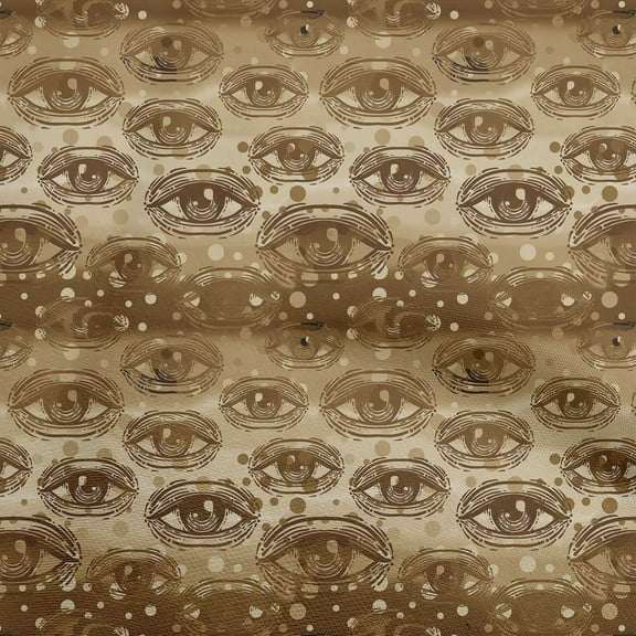 oneOone Cotton Cambric Brown Fabric Conversational Eye Fabric For Sewing Printed Craft Fabric By The Yard 56 Inch Wide