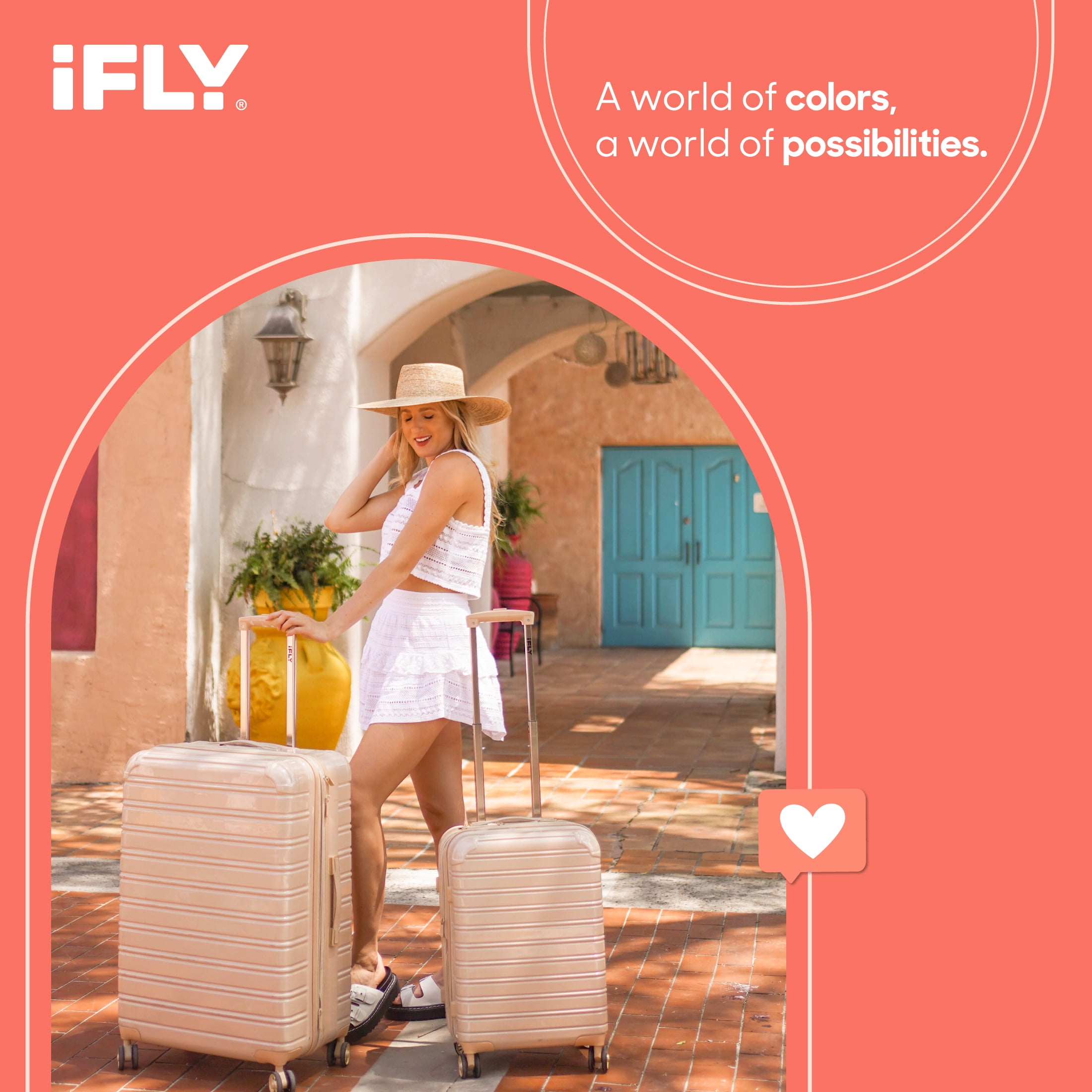 iFLY Hardside Fibertech Luggage 28" Checked Expandable Spinner Luggage for Travel, Champagne