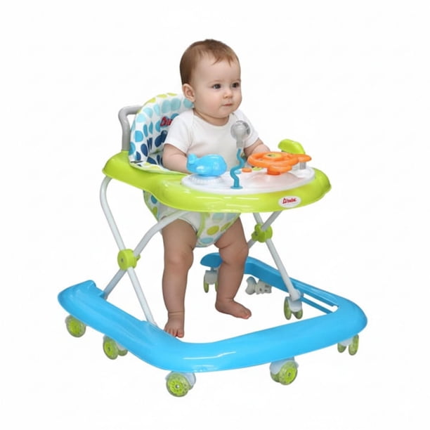 Andadera Caminadora D Bebe Upa Musical Llanta De Gel Azul Verde