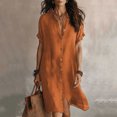 thumbnail image 2 of Noric Women's Collared Short Sleeve Midi Shirt Dresses Button Front Loose Fit Casual Solid Cover Up Dresses for Beach Vacation Daily, 2 of 6
