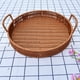 thumbnail image 3 of Bewildely Bandeja tejida hecha a mano, bandejas de almacenamiento redondas con asa, de fruta ligero, cesta de almacenamiento de cocina Decoración del hogar Marrón 20 cm * 4 cm, 3 of 6
