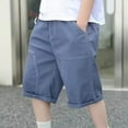 thumbnail image 2 of ZACPNCV Boys Cargo Shorts Summer Mulit Pockets Shorts Blue 8-9 Years, 2 of 3