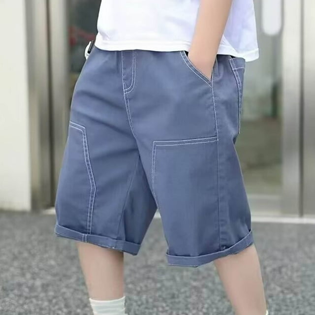 hengsof Shorts d'Uniforme pour Garçons Taille Élastique Robe de Golf pour Enfants Shorts d'École Preppy avec Poches