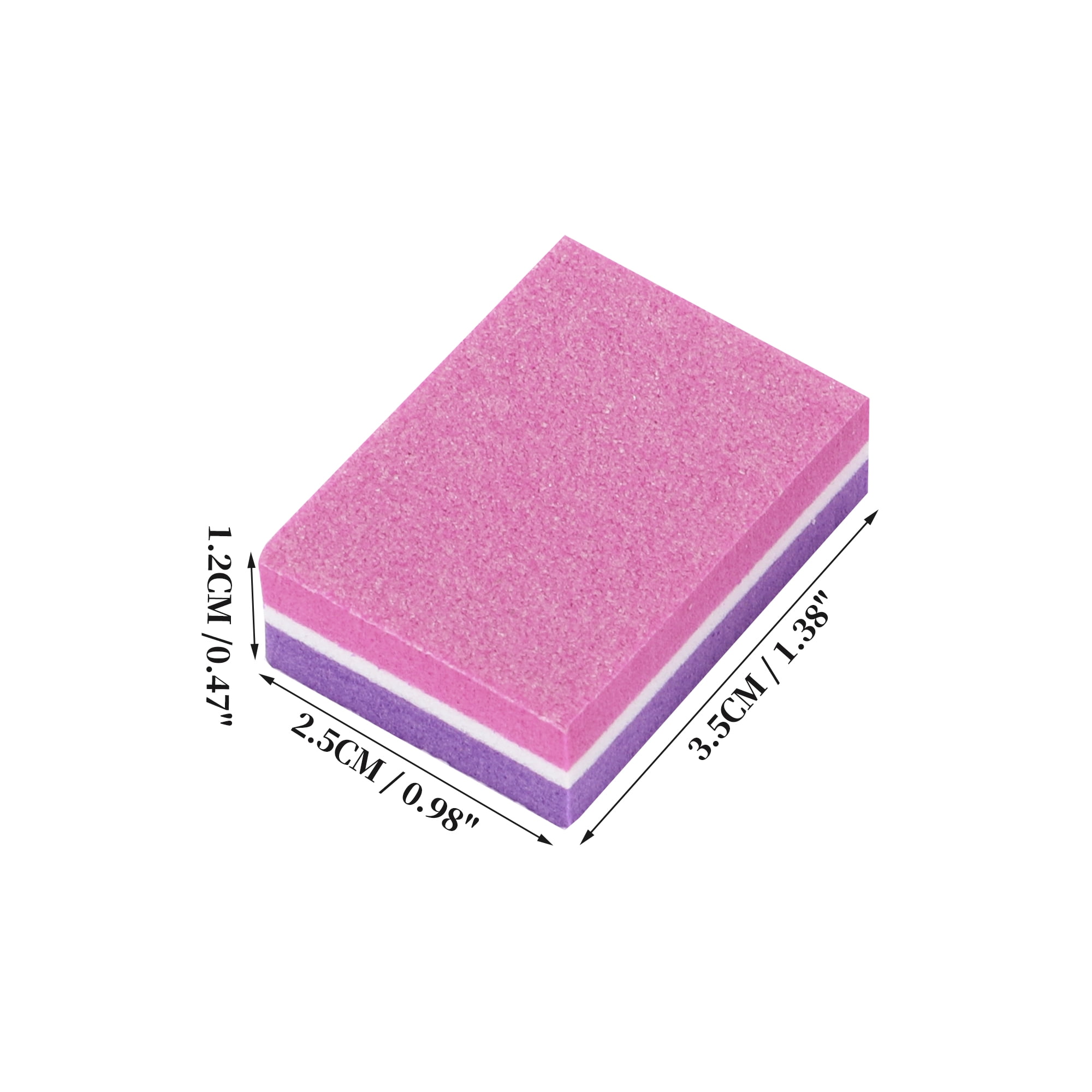 Unique Bargains Soft Two-color Mini Block Nail Buffers 50 Pcs Pink, Purple