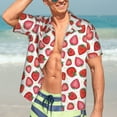 thumbnail image 3 of Wukai Hand Drawn Strawberry Men's Hawaiian Shirt Short Sleeve Casual Button Down Summer Beach Aloha Shirt Tropical Print Holiday Party, 3 of 8