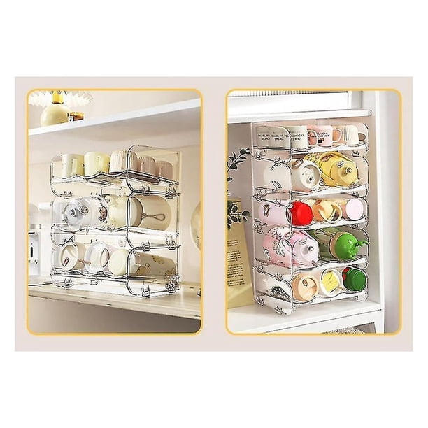 Estante de almacenamiento de tazas para escritorio, organizador apilable para el hogar, transparente, multicapa, a prueba de polvo, R Hy