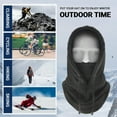 thumbnail image 3 of Unisex Winter Fleece Balaclava with Adjustable Drawstring & Long Neck Gaiter - Windproof, Warm Full Face Mask for Outdoor Activities like Cycling, Skiing, Hiking - One Size Fits Most Adults (Dark, 3 of 7