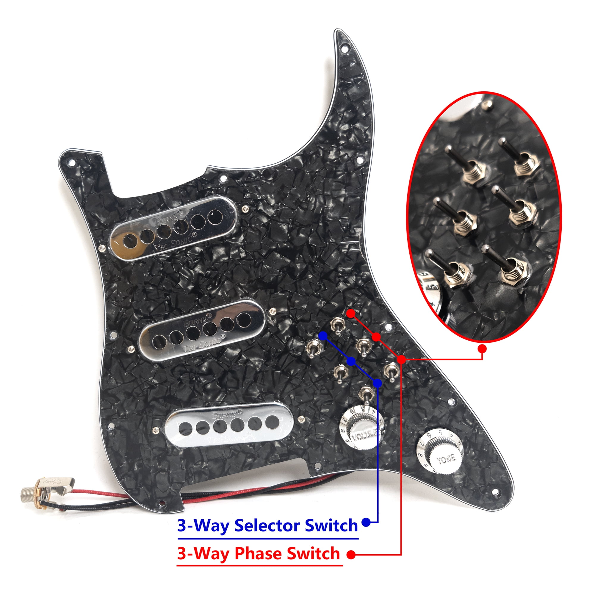 Guitar Prewired Loaded Pickguard, with SSS Burns Tri Sonic Single Alnico 5 pickups For Fender Strat Guitar