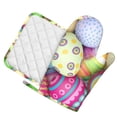 thumbnail image 2 of Disketp Colorful Easter Eggs Oven Mitts And Potholders Bbq Gloves-Oven Mitts And Pot Holders With Recycled Infill Silicone Non-Slip Cooking Gloves For Cooking Baking Grilling, 2 of 9