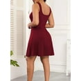 thumbnail image 3 of Burgundy Solid Color Elegant Party Dress For Women With Built-In Shorts And Exterior Pocket, 3 of 5
