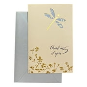 Sympathy Greeting Card for Loved Ones, Family and Friends - Thinking of You - Deluxe, Tipped Insert, Textured Paper, Laser Cut, Foil Accents; flower, dragonfly