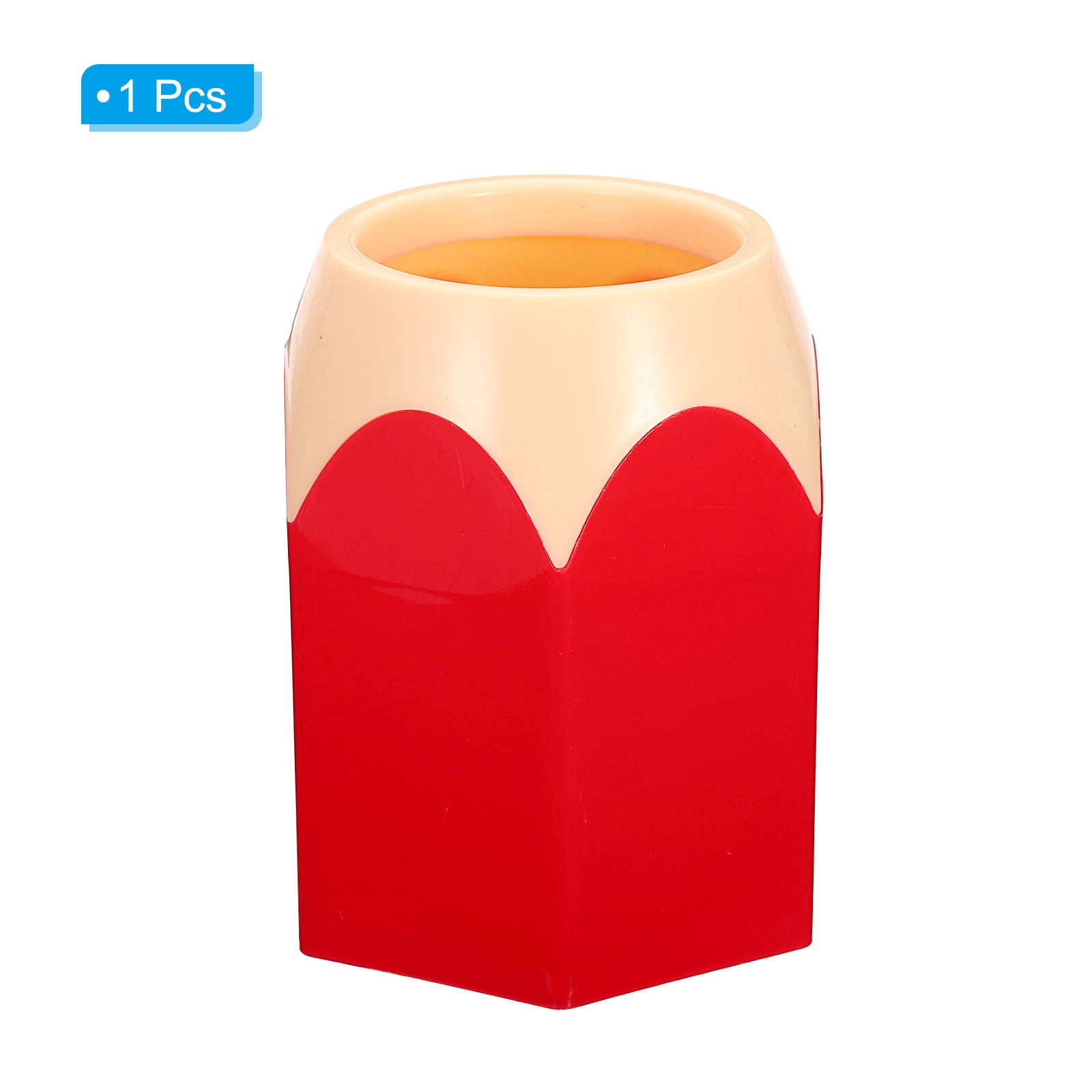 Unique Bargains Cute Plastic Pencil Holder for Desk Stylish Organizer Red