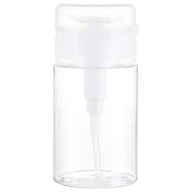 Push Down Pumping Dispenser Refillable Pump Bottle For Makeup Remover Nail Polish Remover Make Up Water And Toner (Clear Plastic)