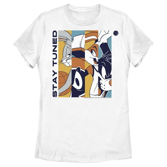 Women's Space Jam: A New Legacy Stay Tuned Panels  Graphic Tee White 2X Large