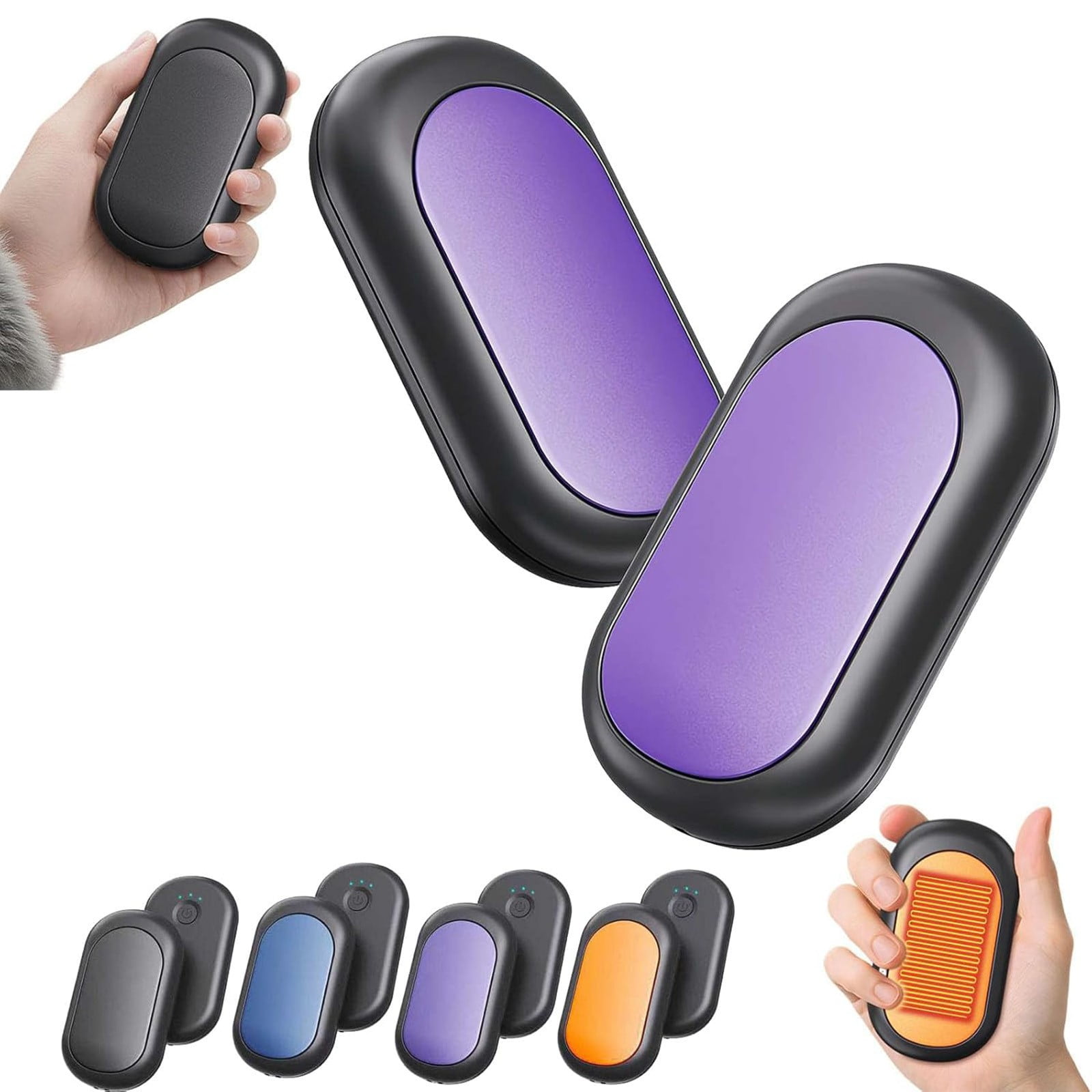 Rechargeable Magnetic Split Hand Warmers Thin Lightweight Portable Pocket Size Up To 4 Hrs Winter Accessory,Hand Warmer Pack,Black,1 Pair