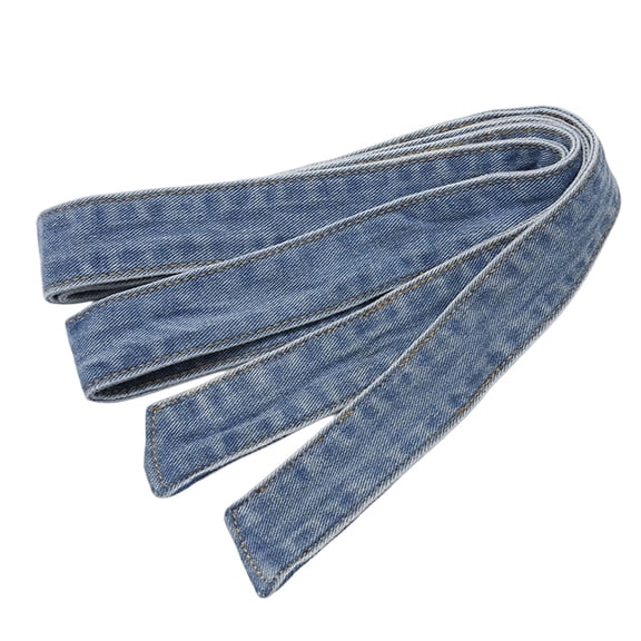Denim Waist Belt Self Tie Waistband Decorative Jean Strap Blue Denim Fabric for Ladies Dresses Outfits