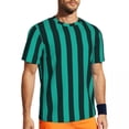 thumbnail image 3 of Green Striped T Shirt Mens Black Lines Streetwear T Shirts Comfortable Summer Harajuku Te, 3 of 5