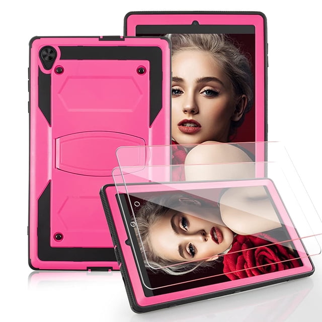 Mignova for Alcatel Joy Tab 2 Case,Shock-Resistant Drop-Proof and Shock-Resistant Rugged case(with Stand), for Alcatel Joy Tab 2/TCL Tab 8 Inch+Tempered Glass Screen Protector (Pink, 2 Pack)