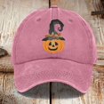 thumbnail image 2 of Luo Fashion Halloween Pumpkin With Witch Hat Embroidered Baseball Cap for Men Women, Vintage Washed Cotton Ball Cap, Halloween Cap for Adults Casual Outdoor Party Cos-tume Gorras Para Hombres, 2 of 3