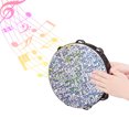 thumbnail image 4 of 10 Inch Wooden Radiant Tambourine Handbell Hand Drum with Double Rows Jingles Shining Reflective Drum Head Percussion Instrument Toy for Adults Kids Dancing Singing Party Broken Glass Patter, 4 of 7