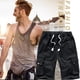 thumbnail image 4 of Pantalones cortos cargo para hombre, cintura elástica, corte relajado, pantalones cortos de trabajo informales de algodón para verano, 4 of 5