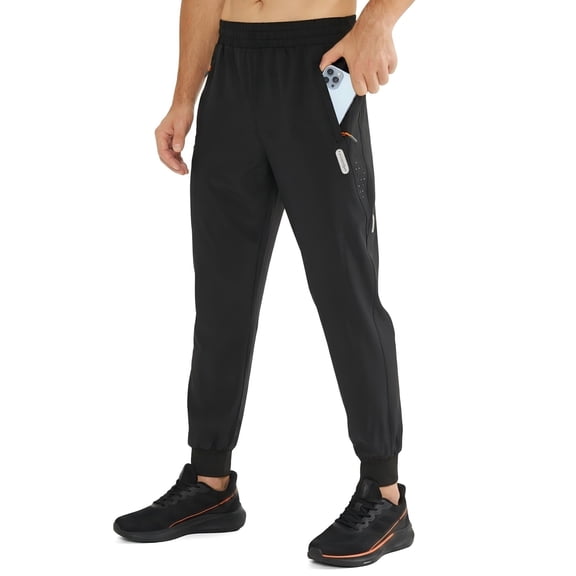 Men's Joggers Pants Athletic Workout Track Running Gym Lightweight Quick Dry Tapered Jogger Zipper Pockets M