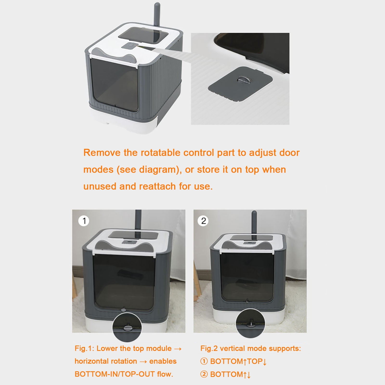 CHIKANSTORE Cat Litter Box with Lid, Upgraded Fully Enclosed Removable Covered Cat Box Enclosure, Anti-Splashing Easy to Clean Kitty Litter Boxes with Drawer, 3 Modes for Cat up to 12 lbs