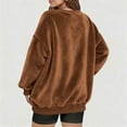 thumbnail image 3 of DAFPZW Fuzzy Sweater for Women Fluffy Sherpa Fleece Pullover Sweaters Long Sleeve Oversized V-Neck Sweatshirt with Pockets, 3 of 7