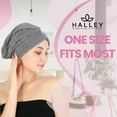 thumbnail image 6 of HALLEY Cotton Hair Towel Wrap – 3 Packs Super Absorbent, Anti Frizz Fast Drying Hair Towel for Curly Long Thick Hair – Hair Turbans for Wet Hair with Button – Hair Plopping Towel (Black, Grey, Blue), 6 of 11
