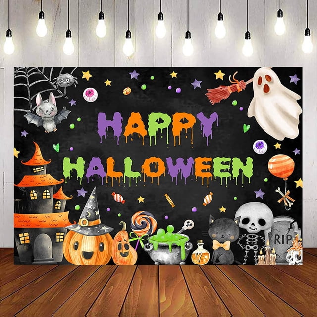 Telón de fondo Avezano Happy Halloween Spooky Ghost Party, 7 x 5 pies