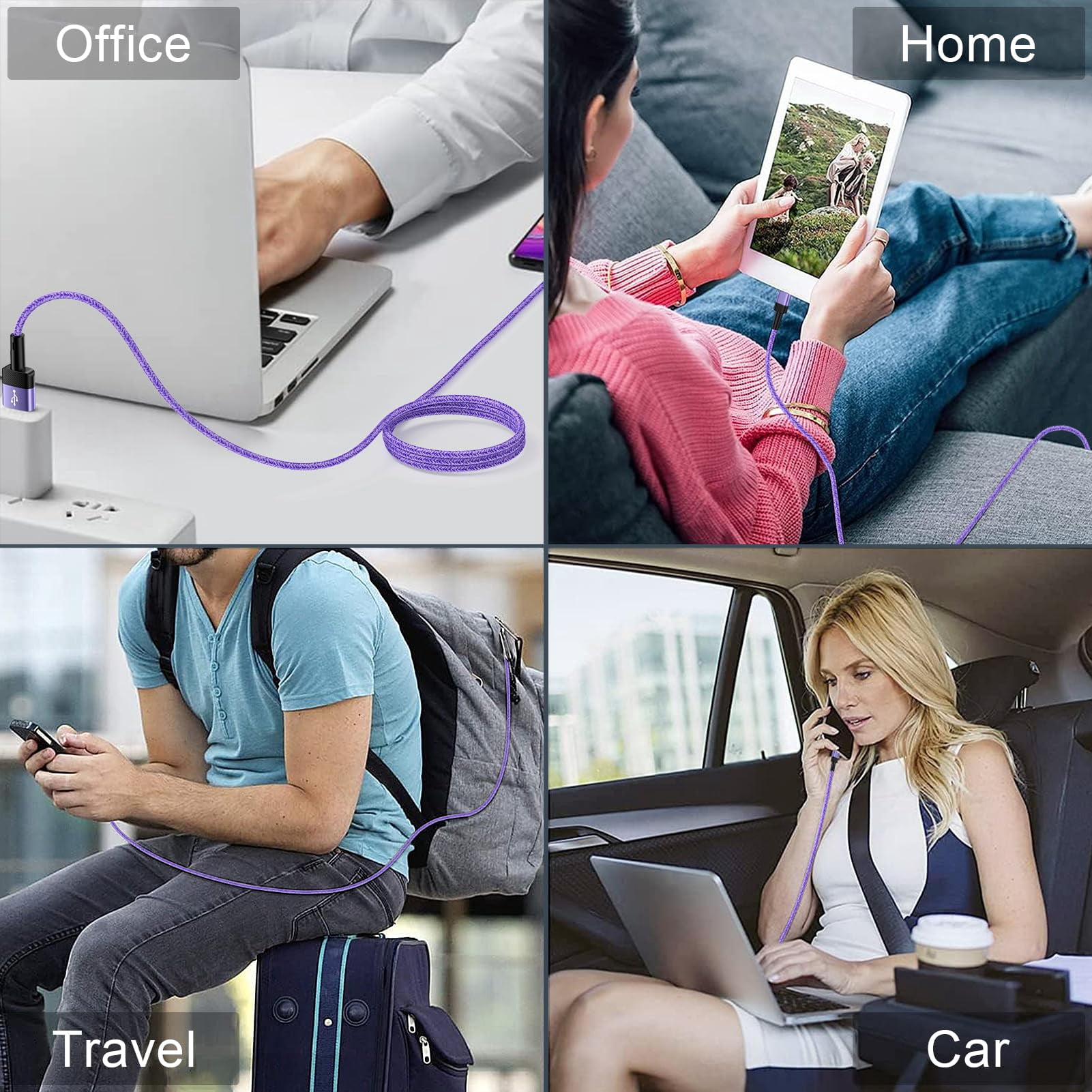 USB A to Lighting Cable 6FT 10FT,Zacenei 4Pack iPhone Charging Cable 6FT 10FT Charging Cords iPhone Power Cords Nylon 3A High Speed Fast Charging Wire USB Lighting Charger Cable Compatible for iPhone