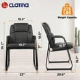 thumbnail image 3 of CLATINA Leather Guest Chair with Padded Arm Rest for Reception Meeting Conference and Waiting Room Side Office Home Black with Sled Base 1 Pack, 3 of 9