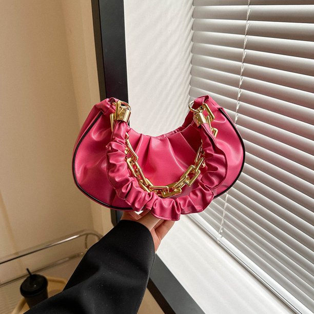Bolsa A Cuestas Media Luna Bolsa Plisada Mujer Axila Bolsa Cadena Bola De Masa Sólida Bolso Embrague Femenino Likrtyny Para Estrenar