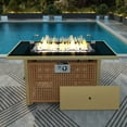 thumbnail image 3 of Harper & Bright Designs 43" Propane Gas Fire Pit Table, 60000 BTU Rectangular Open Weave Wicker Fire Pit with Glass Wind Guard for Outside Patio Deck Garden Backyard, orange-yellow, 3 of 15