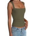 thumbnail image 2 of Camiseta sin mangas AURUZA con cuello cuadrado para mujer, color verde militar, talla M, 2 of 7