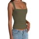thumbnail image 2 of Camiseta sin mangas AURUZA con cuello cuadrado para mujer, color verde militar, talla M, 2 of 7